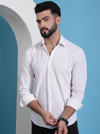 White Striped Casual Shirt for Mens.