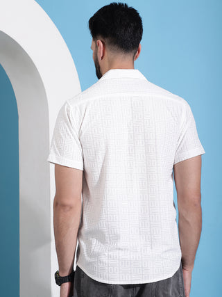 Men Embossed Design Cotton Shirt