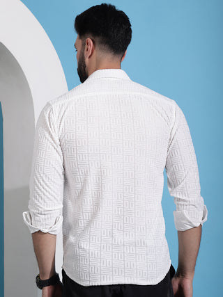 Men Embossed Design Casual Shirt