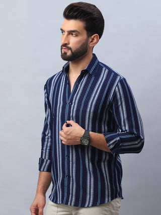 Striped Pure Cotton Casual Shirt for Men