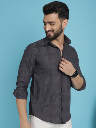 Charcoal Grey Checked Casual Shirt