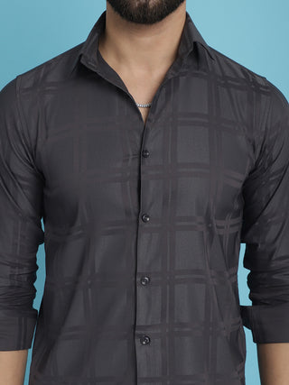 Charcoal Grey Checked Casual Shirt