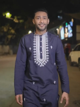 Zaid Darbar in Collar Embroidered & Sequin Kurta With Pyjama