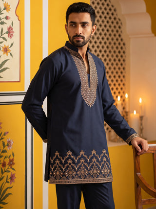 Japanese Fabric Embroidered Short Kurta with Pyjama Set
