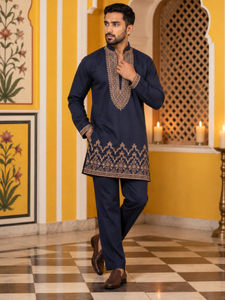 Japanese Fabric Embroidered Short Kurta with Pyjama Set