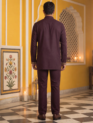 Japanese Fabric Embroidered Short Kurta with Pyjama Set