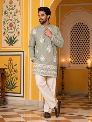 Japanese Fabric Floral Embroidered Kurta
