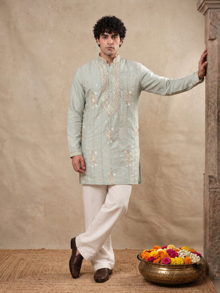Japanese Fabric Floral Embroidered Short Kurta