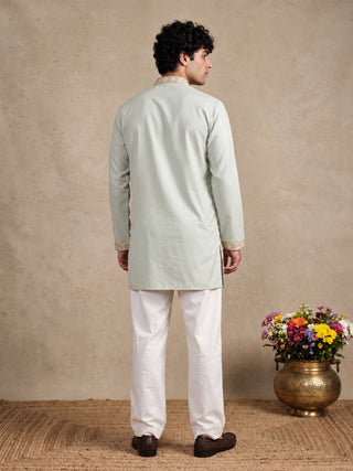 Japanese Fabric Floral Embroidered Short Kurta