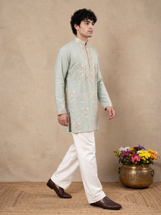 Japanese Fabric Floral Embroidered Short Kurta