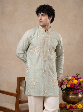 Japanese Fabric Floral Embroidered Short Kurta