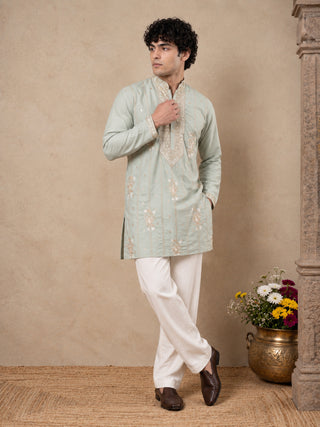 Japanese Fabric Floral Embroidered Short Kurta