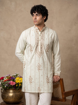 Japanese Fabric Floral Embroidered Short Kurta