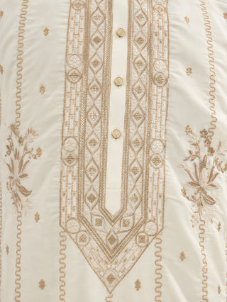 Japanese Fabric Floral Embroidered Short Kurta With Korean Pants