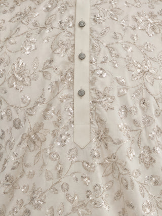 Silk Blend Embroidered Short Kurta