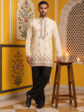 Japanese Fabric Embroidered Short Kurta with Korean Pant