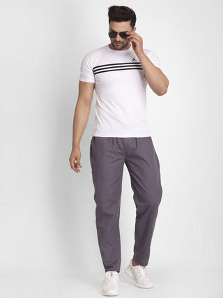 Indian Needle Men's Grey Solid Cotton Track Pants