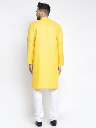 Jompers Men's Lemon Cotton Solid Kurta Payjama Sets
