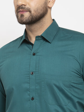 Indian Needle Teal Blue Formal Shirt with black detailing
