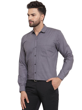 Indian Needle Men's Cotton Solid Charcoal Grey Formal Shirt's