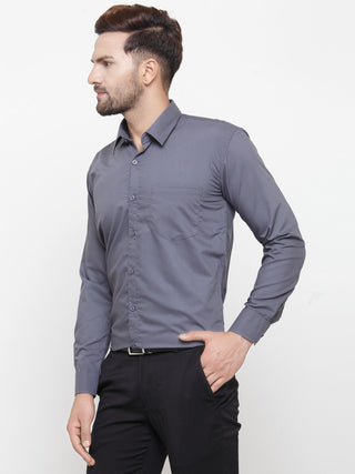 Indian Needle Men's Cotton Solid Grey Formal Shirt's