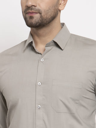 Indian Needle Men's Cotton Solid Steel Grey Formal Shirt's