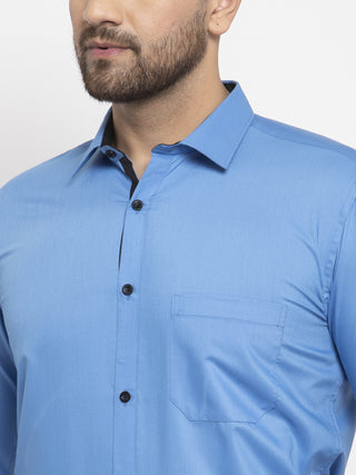 Indian Needle Light Blue Formal Shirt with black detailing