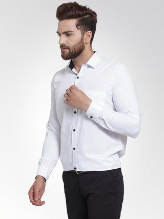 Indian Needle White Formal Shirt with black detailing