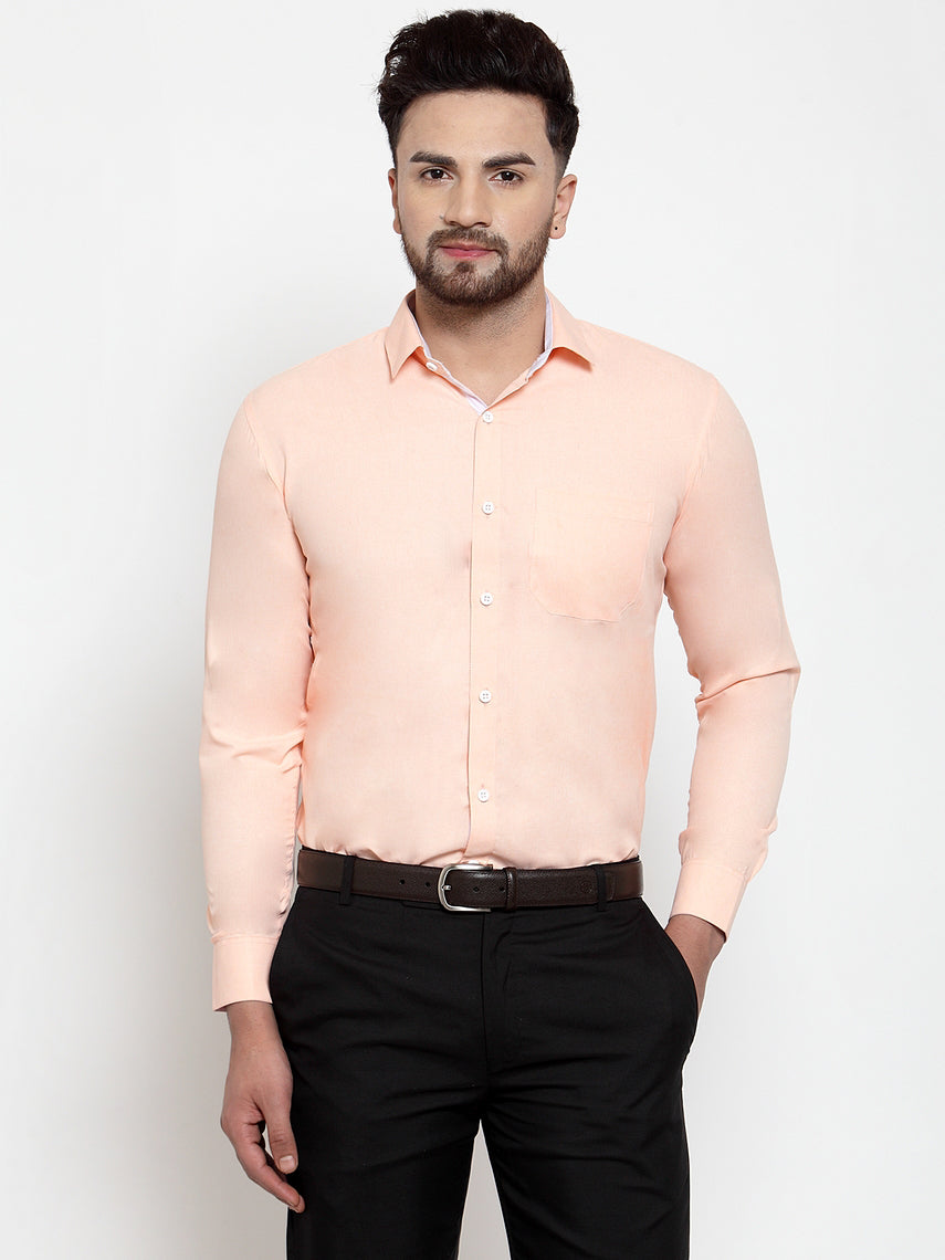 Jainish Orange Formal Shirt with white detailing