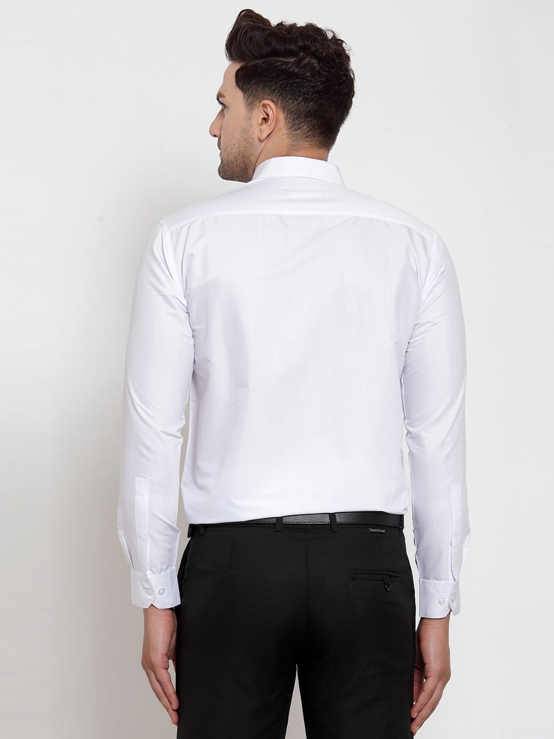 Jainish White Men's Cotton Solid Button Down Formal Shirts