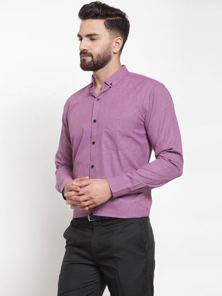 Indian Needle Purple Men's Cotton Solid Button Down Formal Shirts