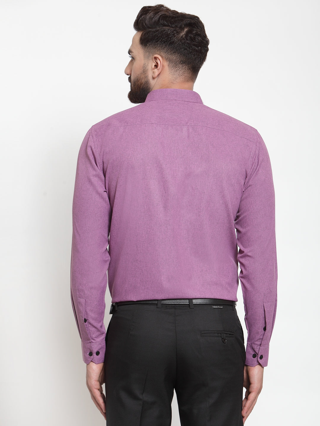 Jainish Purple Men's Cotton Solid Button Down Formal Shirts