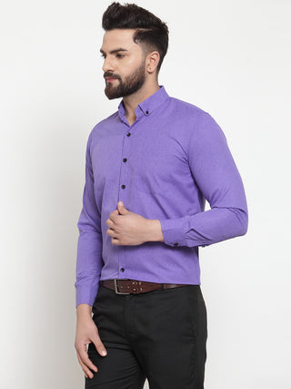 Indian Needle Purple Men's Cotton Solid Button Down Formal Shirts