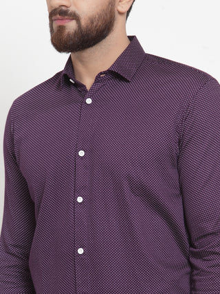 Indian Needle Purple Men's Cotton Polka Dots Formal Shirts