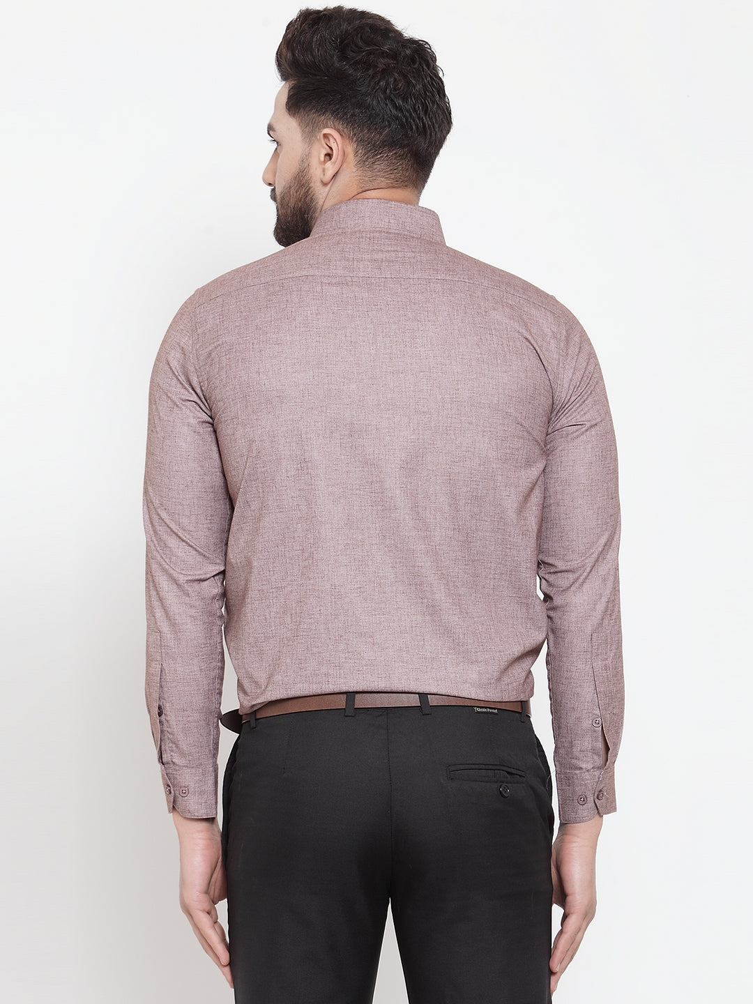 Jainish Brown Men's Cotton Solid Button Down Formal Shirts