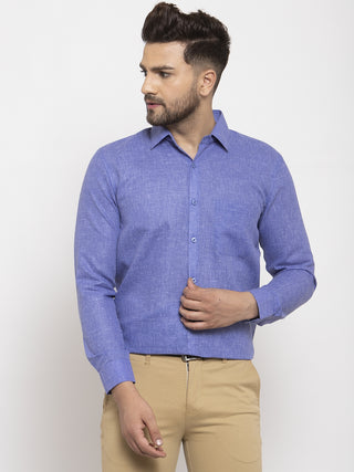 Indian Needle Blue Men's Dobby Solid Formal Shirts