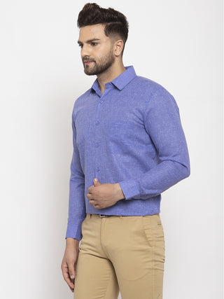 Indian Needle Blue Men's Dobby Solid Formal Shirts