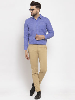 Indian Needle Blue Men's Dobby Solid Formal Shirts