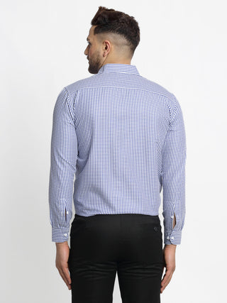 Indian Needle Blue Men's Cotton Checked Formal Shirt's