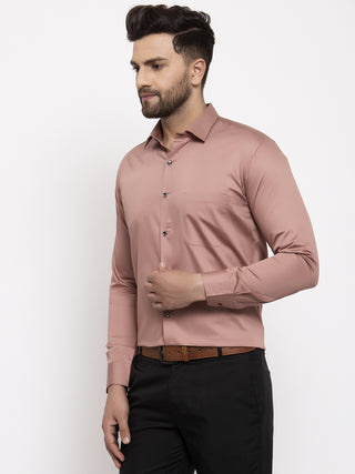 Indian Needle Brown Men's Cotton Solid Formal Shirt's