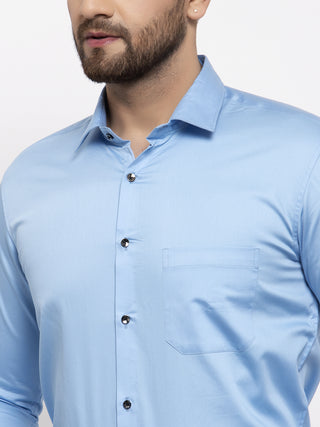 Indian Needle Blue Men's Cotton Solid Formal Shirt's