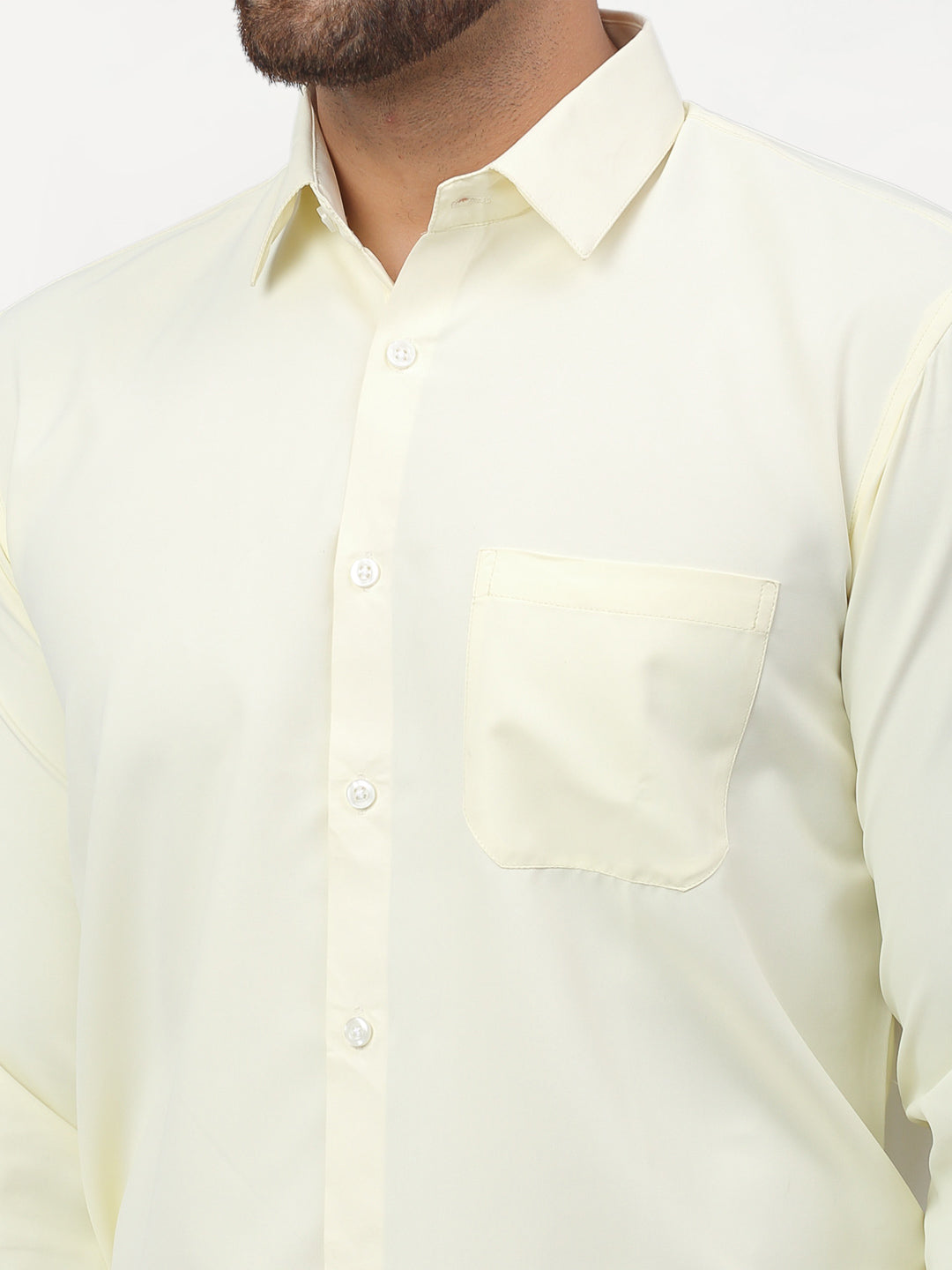 Jainish Yellow Men's Solid Formal Shirts