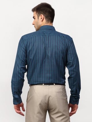 Indian Needle Blue Men's Checked Formal Shirts