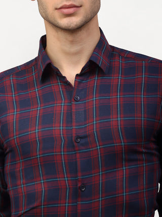 Indian Needle Red Men's Checked Formal Shirts