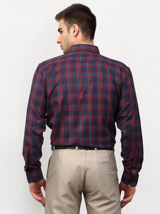 Indian Needle Red Men's Checked Formal Shirts