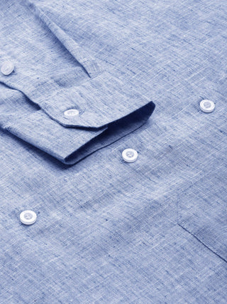 Indian Needle Blue Men's Solid Cotton Formal Shirt