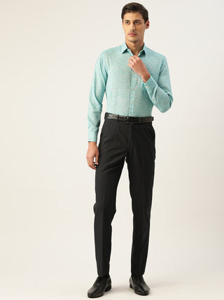 Indian Needle Green Men's Solid Cotton Formal Shirt
