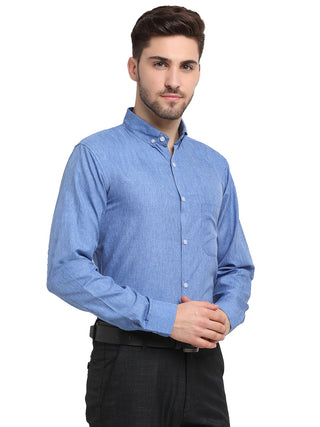 Indian Needle Blue Men's Button Down Collar Cotton Formal Shirt