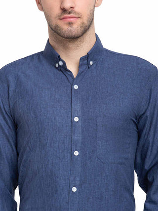 Indian Needle Teal Men's Button Down Collar Cotton Formal Shirt