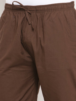 Indian Needle Men's Brown Solid Cotton Track Pants